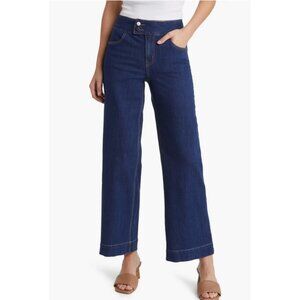 1822 Denim Wide Leg Jeans Dark Blue Wash Womens High Waist Sz 10 Quinlin